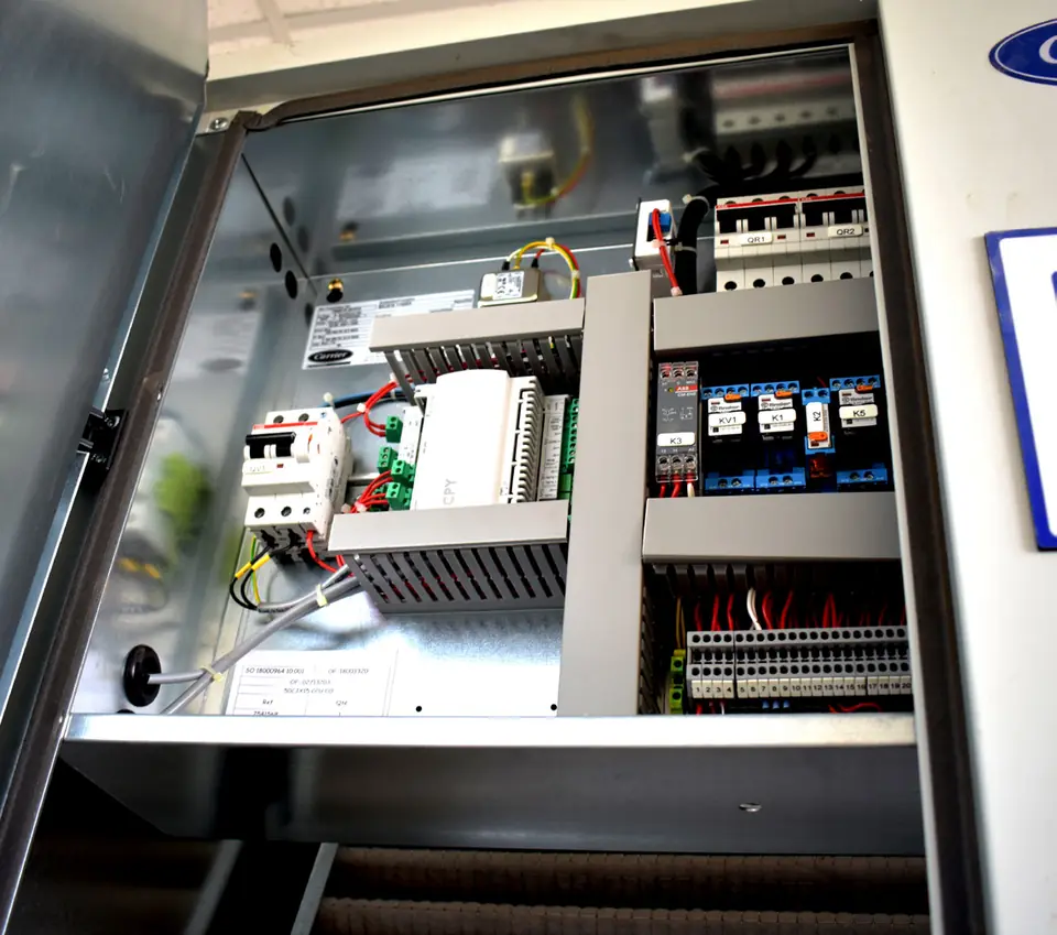 Open electrical panel of the close control unit