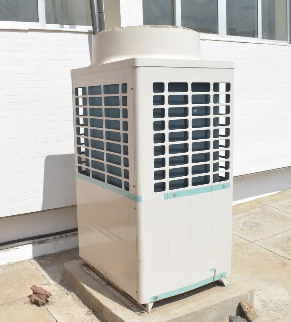 Toshiba VRF outdoor unit installed beside the building
