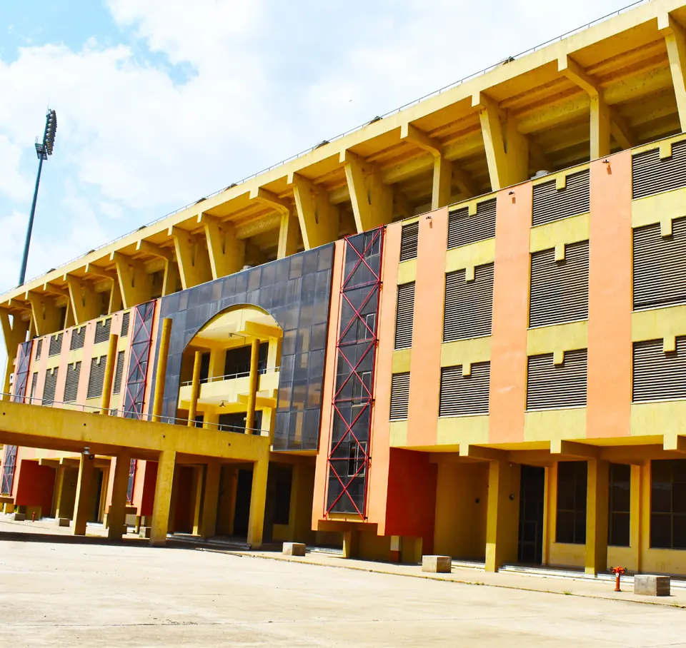 Hawassa stadium main stand with yellow structure