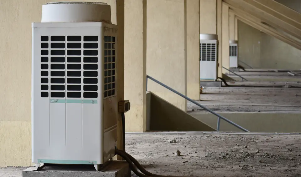 VRF outdoor units under the stadium stand