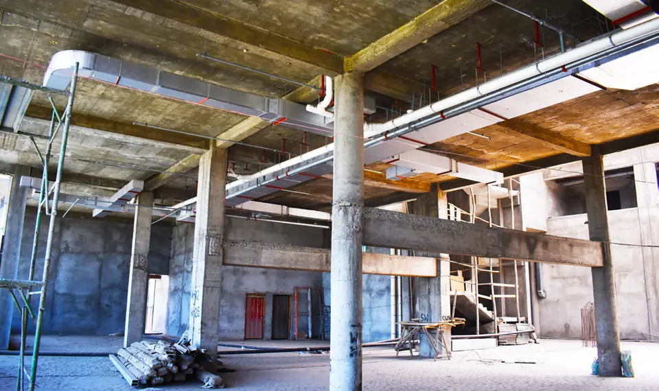 Duct installation across an open floor